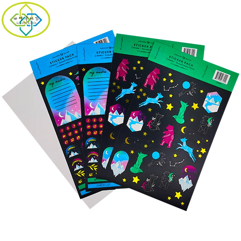 Custom Matt Finish Sticker Sheet Kiss Cut Label Vinyl Sticker Sheet