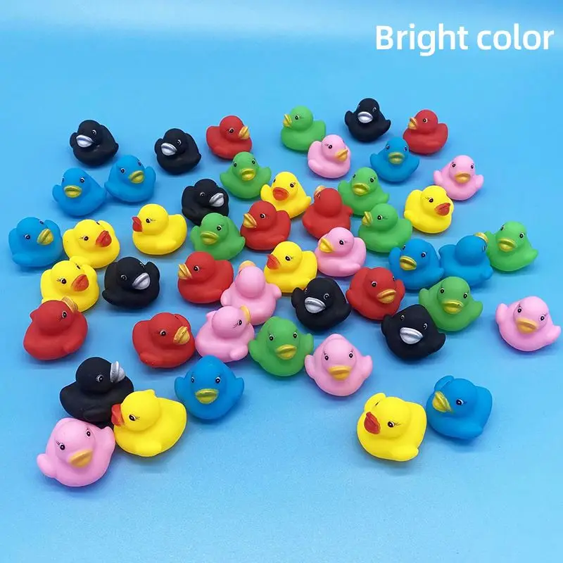 Hot Multicolor PVC Plastic Small Ducky Light Color Squeak Baby Bath Toys Bulk Mini Yellow Pink Blue Black Rubber Duck