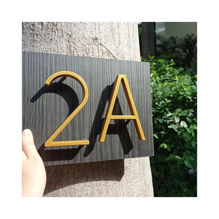 High Quality Hot Selling Luxury Customr Engraved Brass Gold Industrial Door Numbers Plaque Door Metal Numbers