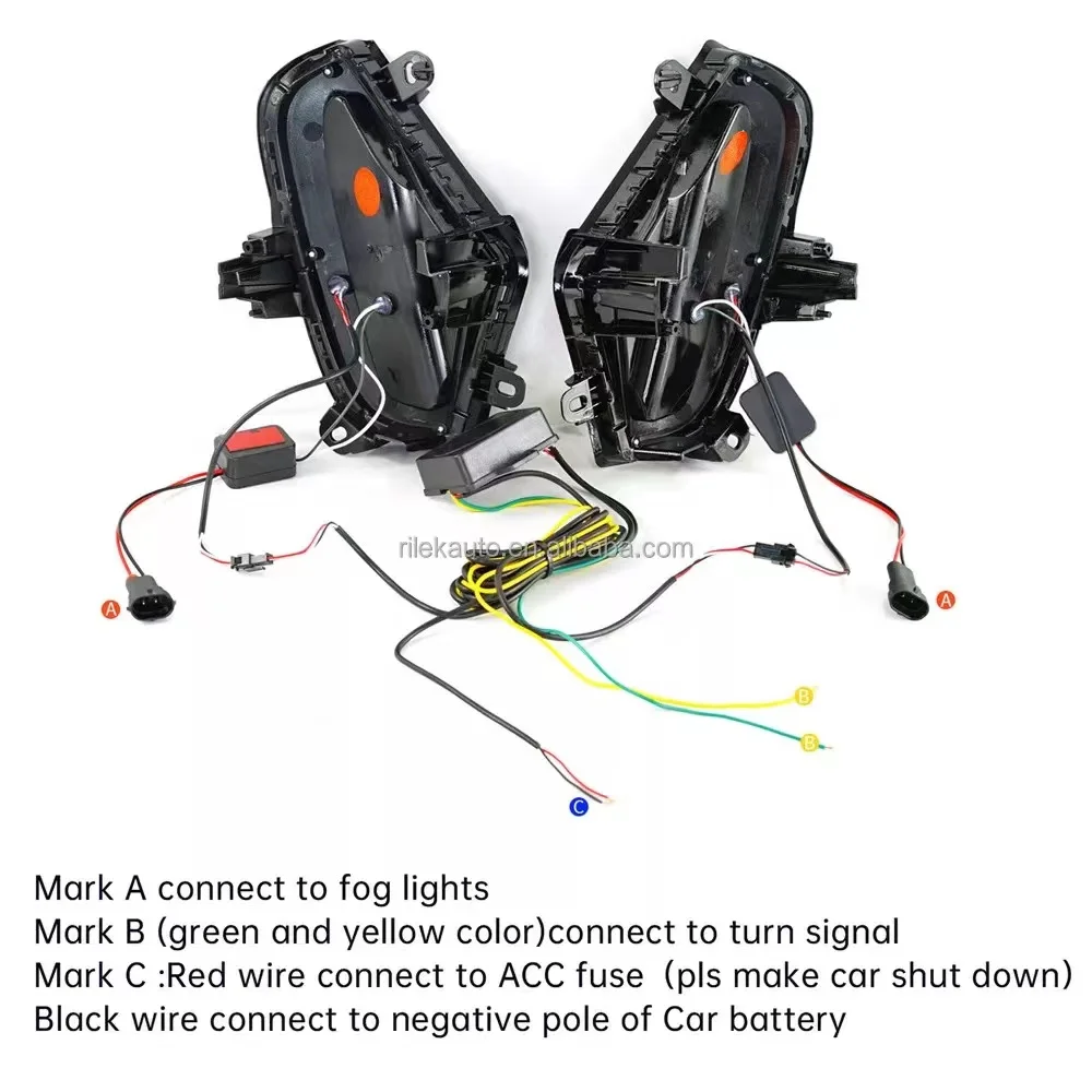 Car LED DRL Daylights for Toyota RAV4 2019 2020 2021 yellow Turn Signal Daytime running light