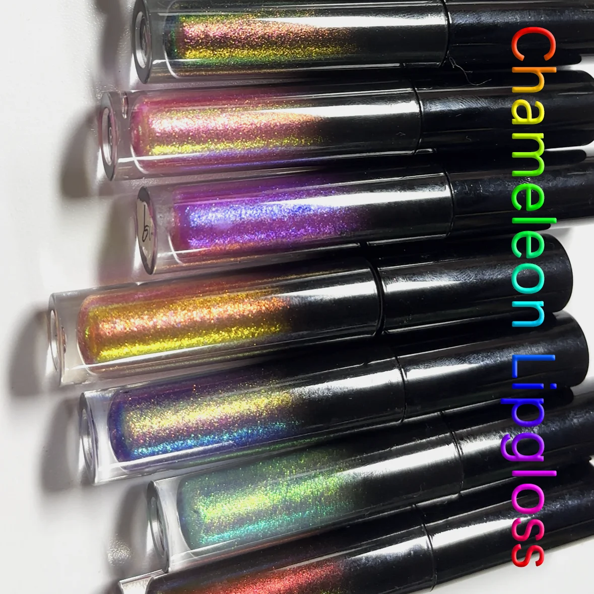 Multichrome glitter Chameleon lipgloss rose pink lip plumper gloss private label lip gloss