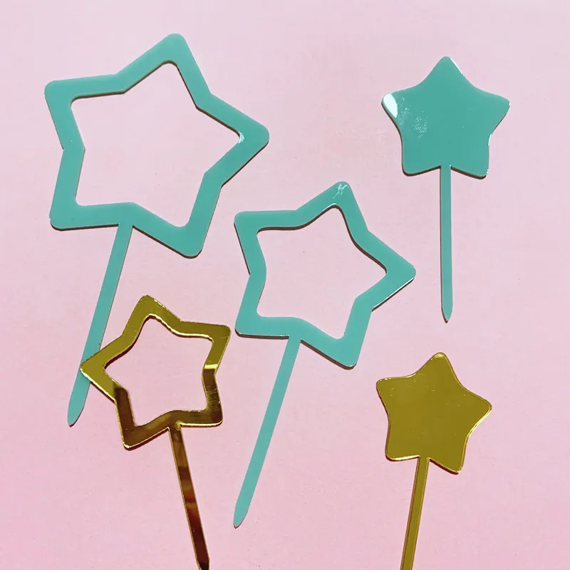
Baking Decor Multicolor five-pointed Star Acrylic Happy Birthday Cake Topper For Party Supplies Decoration 