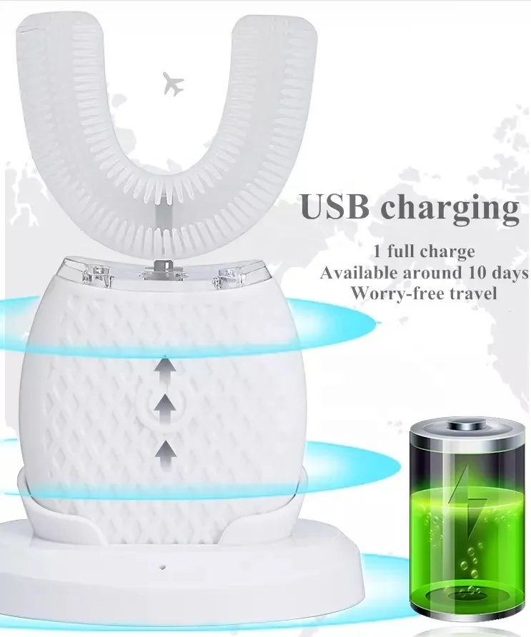 
2021 Hot sale 360 degree sonic brush U shaped rechargeable automatic teeth whitening electric toothbrush 