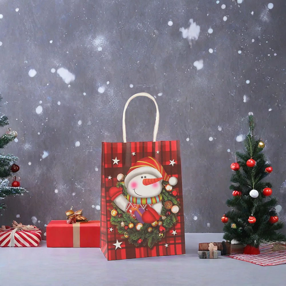 customizable reindeer kraft paper gift Christmas style packaging large capacity candy shopping bag