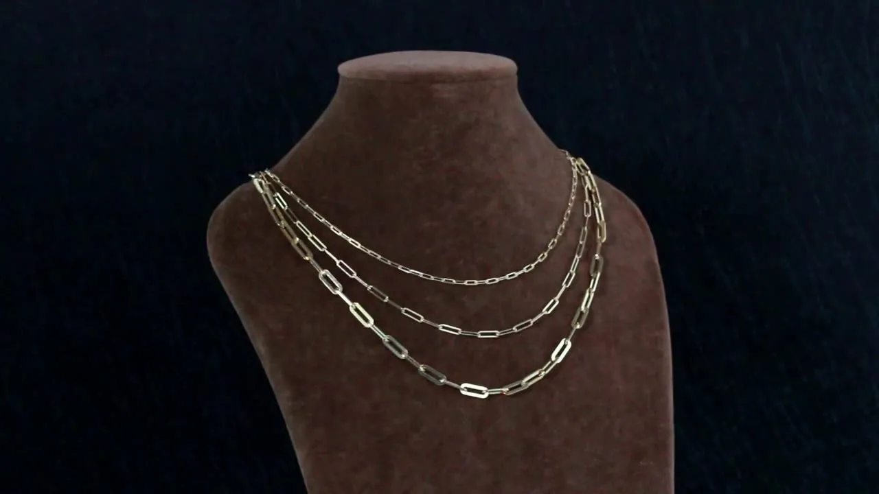 S925 Made in Italy Solid 14K Gold Plated Over Sterling Silver Italian 2.2*6 Paperclip Link Chain Necklace for Women Men