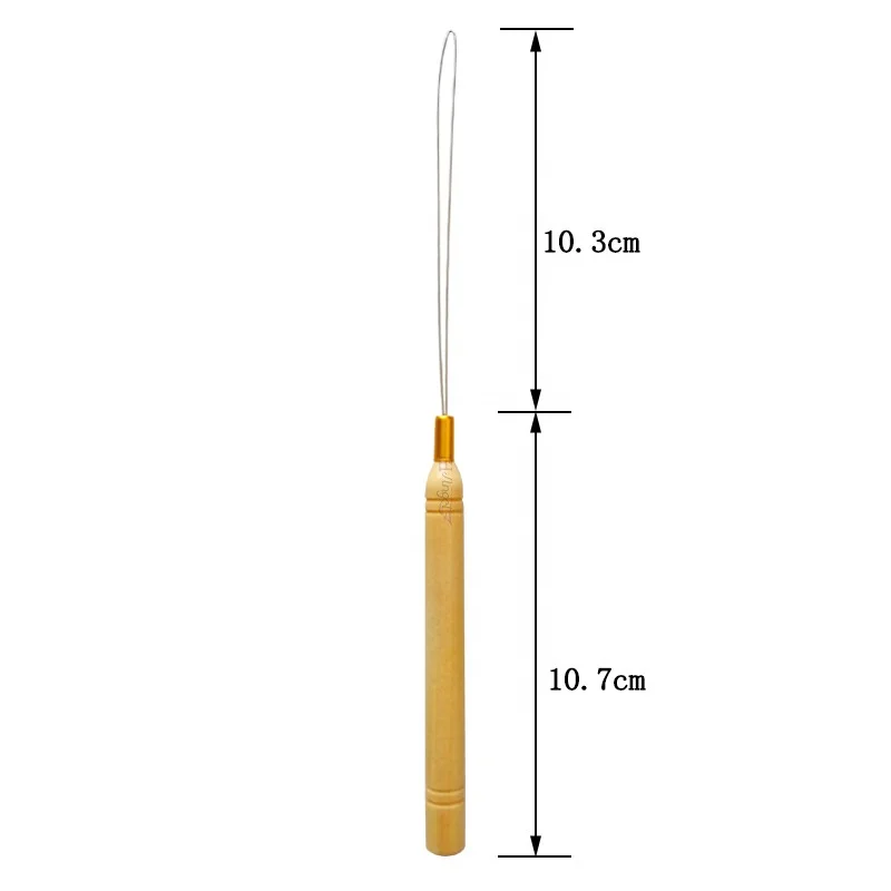 ARLANY High Quality Hair Extension Tool Custom Logo Pulling Needle For Beads Microlink Wooden Handle Hair Extension Loop