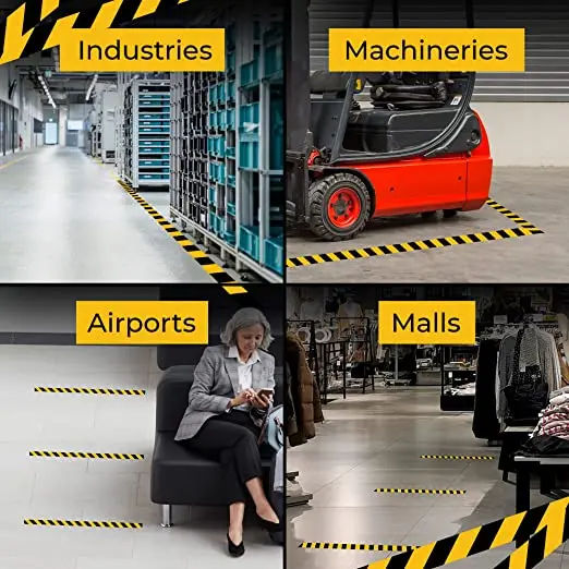 Lane Caution Keep Distance Heavy Duty Warning Floor Ground Pipe Marking Tape