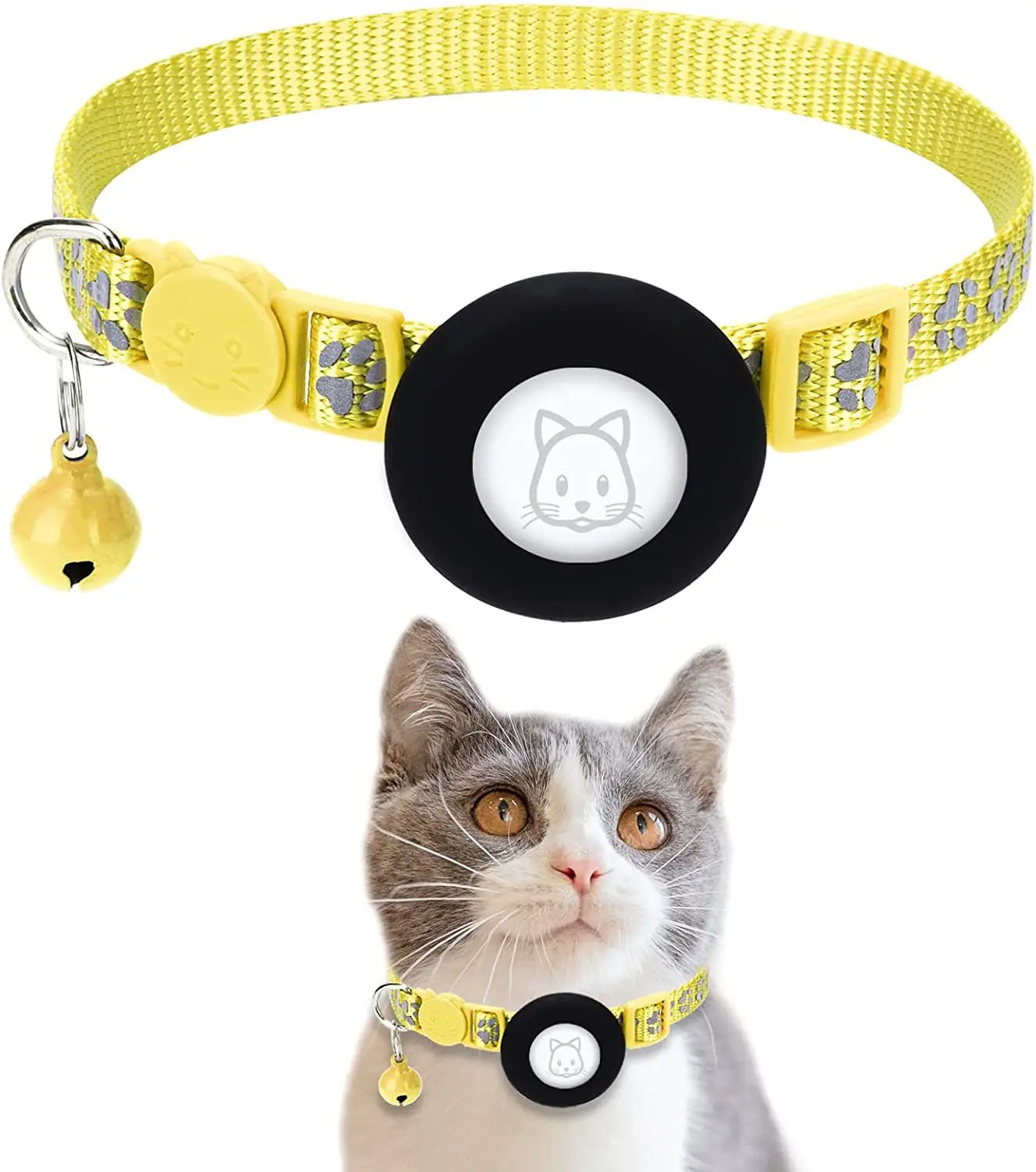 ODM/OEM Factory Wholesale Airtag Cat Reflective Collar With Bell for AirTag Case Cats Print Collar Pet Accessories Supplies