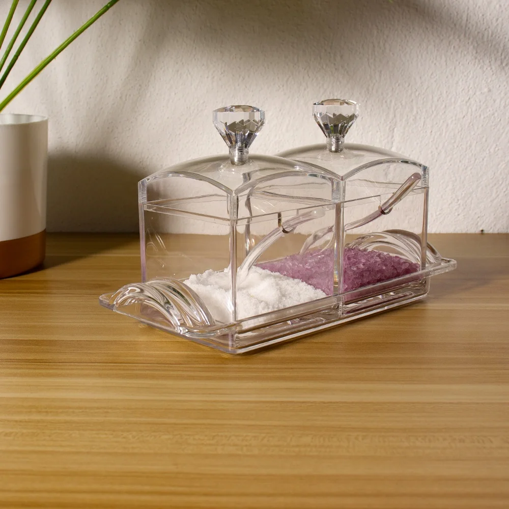 K-1064S2 Hot Selling Acrylic Spice Container Seasoning Boxes With Spoon Plastic Spice Jars Set