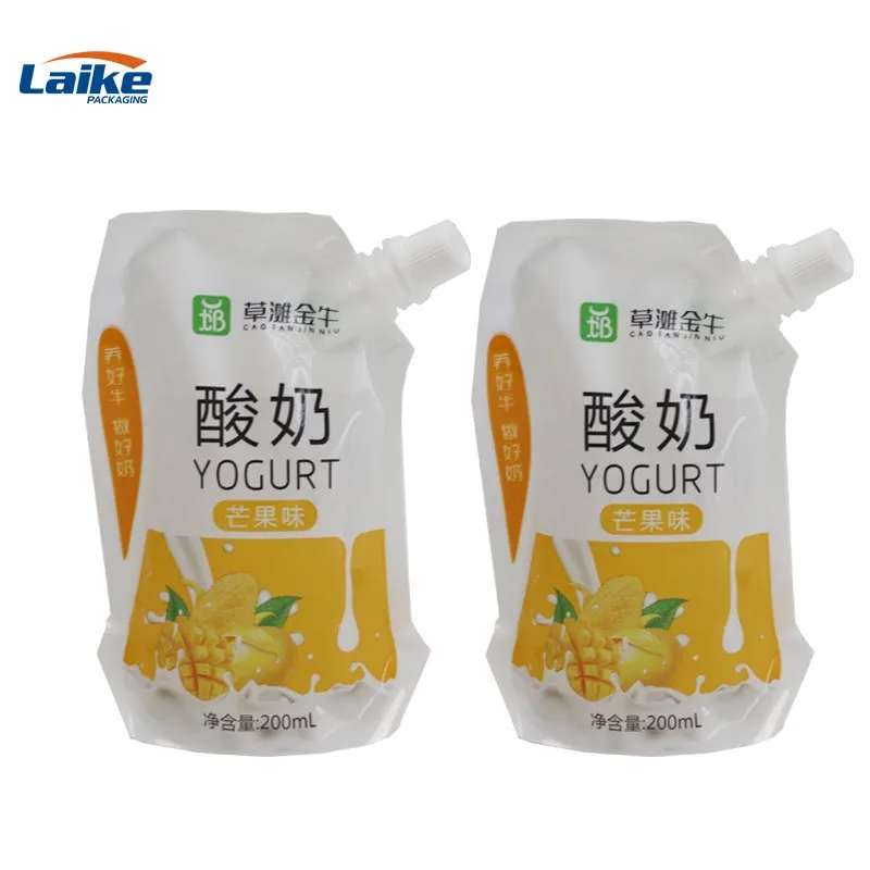Custom Aluminium Juice Jelly Milk Yogurt Baby Food Plastic Packing Bag Stand Up Spout Pouch Doypack With Nozzle