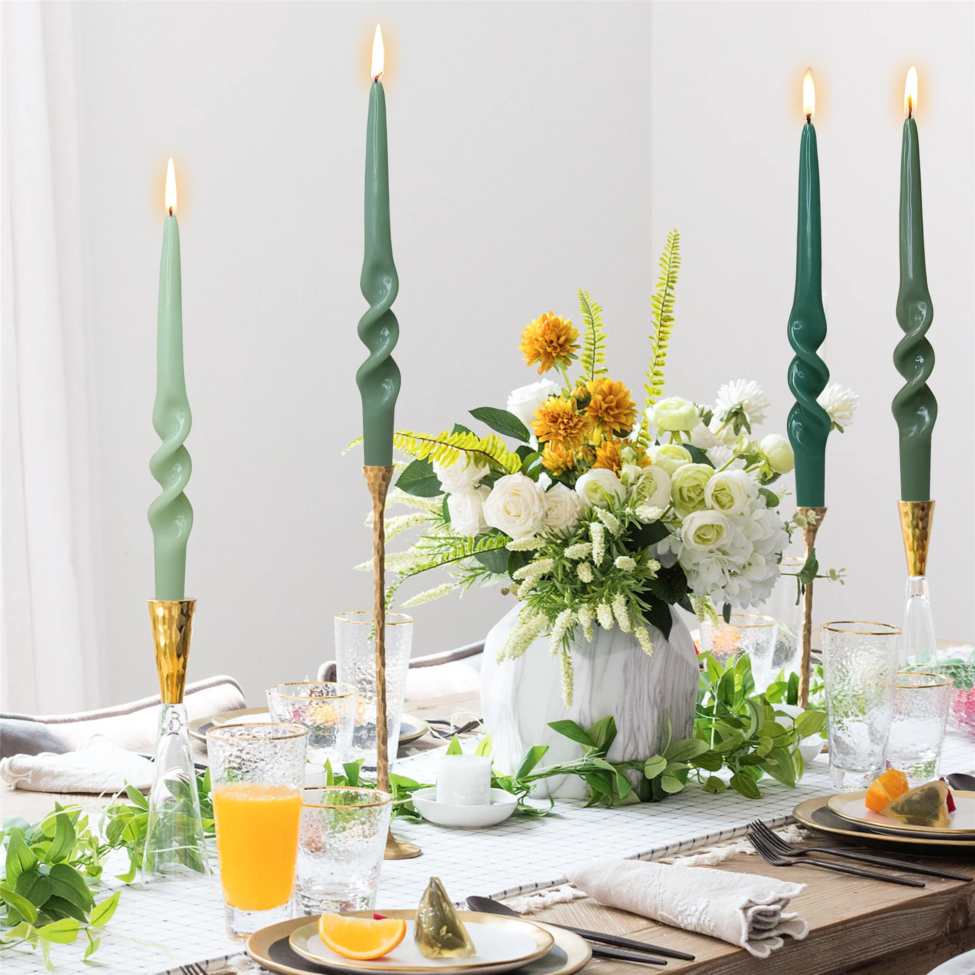 4pcs Pack Unscented Taper Candles Custom Spirall Candlesticks Unique for Christmas Home Decoration Handmade Paraffin Wax Candles