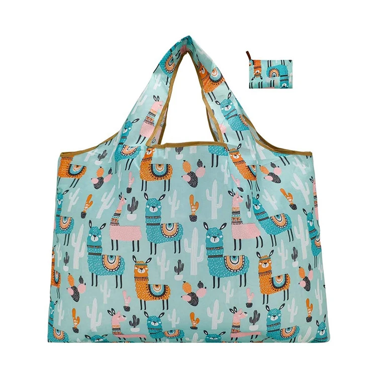 Cheap custom reusable large folding RPET non woven 190T 210tT 210D 420D polyester fold bag foldable shopping bag