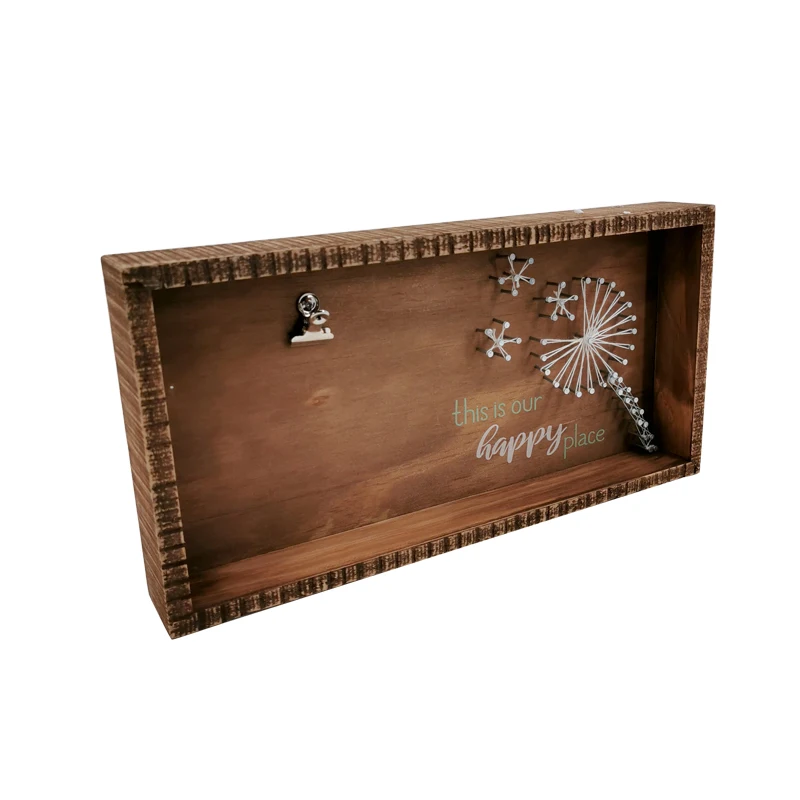 Craft Wall Frame Diy 3d Nail Kit Rustic Wood String Art Customized Logo Love Europe Square Decorate Wooden Decor Engraving AL311