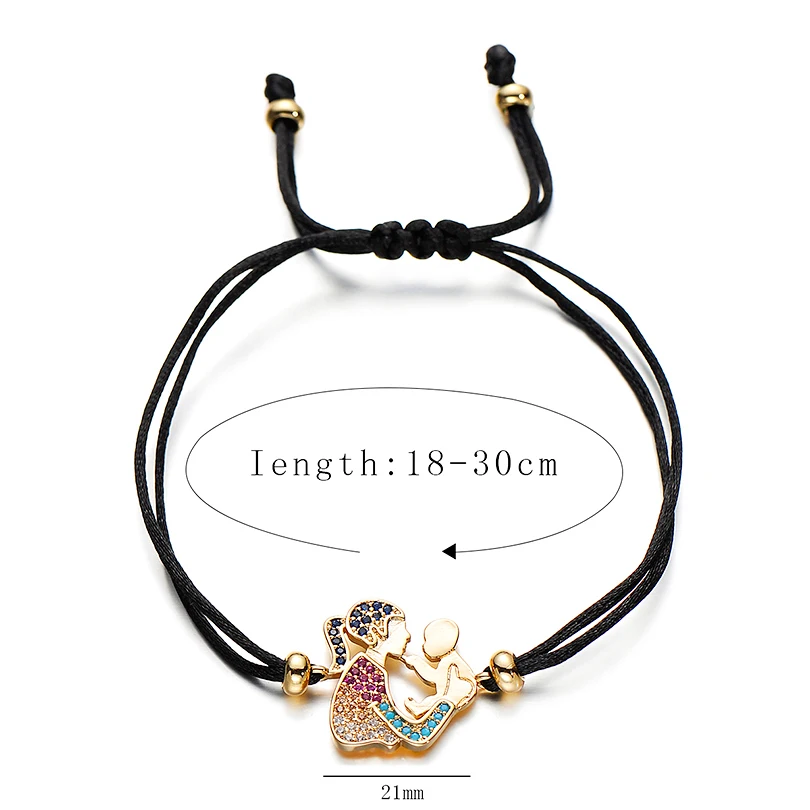 Birthday Gift AAA CZ Zircon Wish Jewelry Lucky Red String Bracelets I Love Mother Family Mom and Baby Charm Bracelet