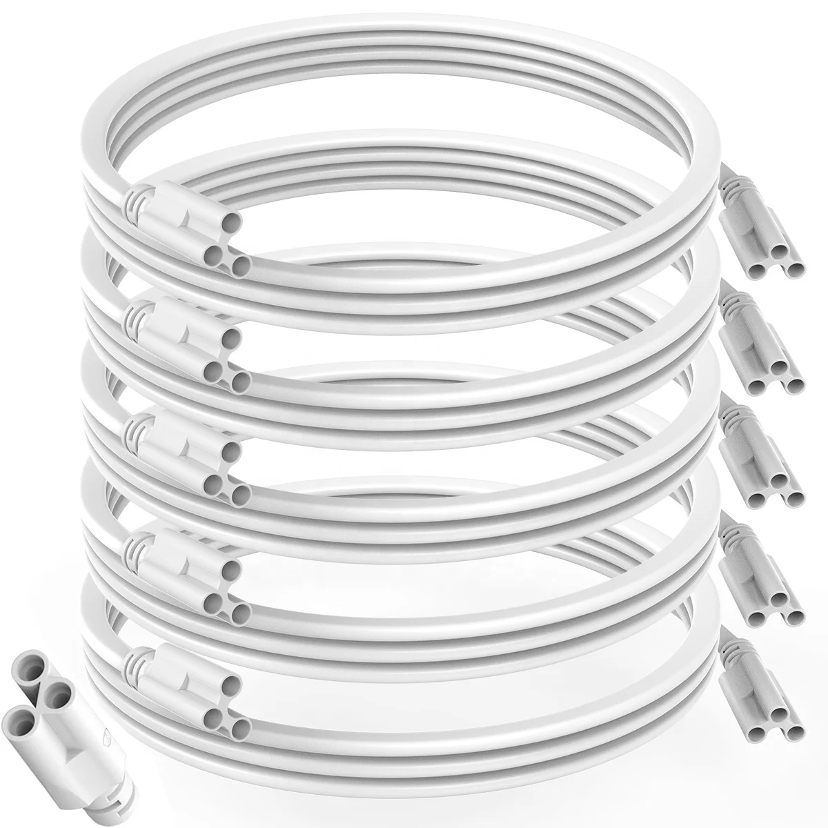 JESLED T5 T8 Extension Cords 1ft/2ft/3ft/4ft/5ft/6ft/10ft Linkable Wire Cable Connector Cords LED Integrated Tube Light Fixture