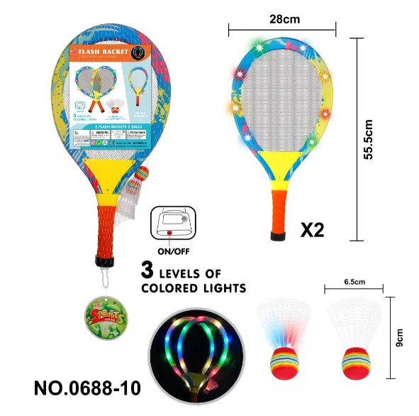 Badminton Set for Kids with with light, 2 Rackets, Ball and Tennis Racket Outdoor Play Game Beach Toys