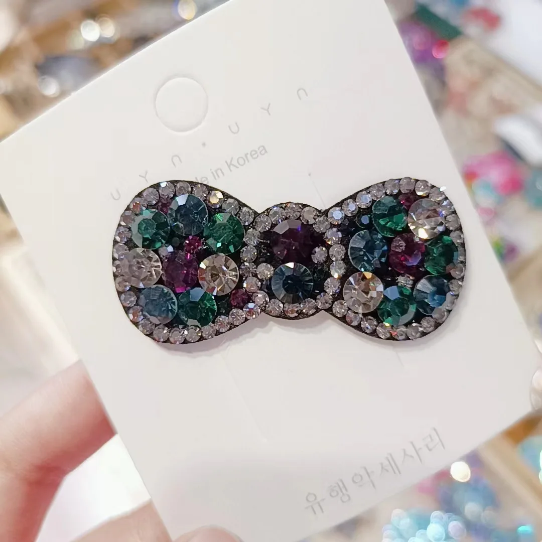 HXN-058 Korean bangs hair clip with bow super flash and minimalist design czech diamond jewelry hairpin