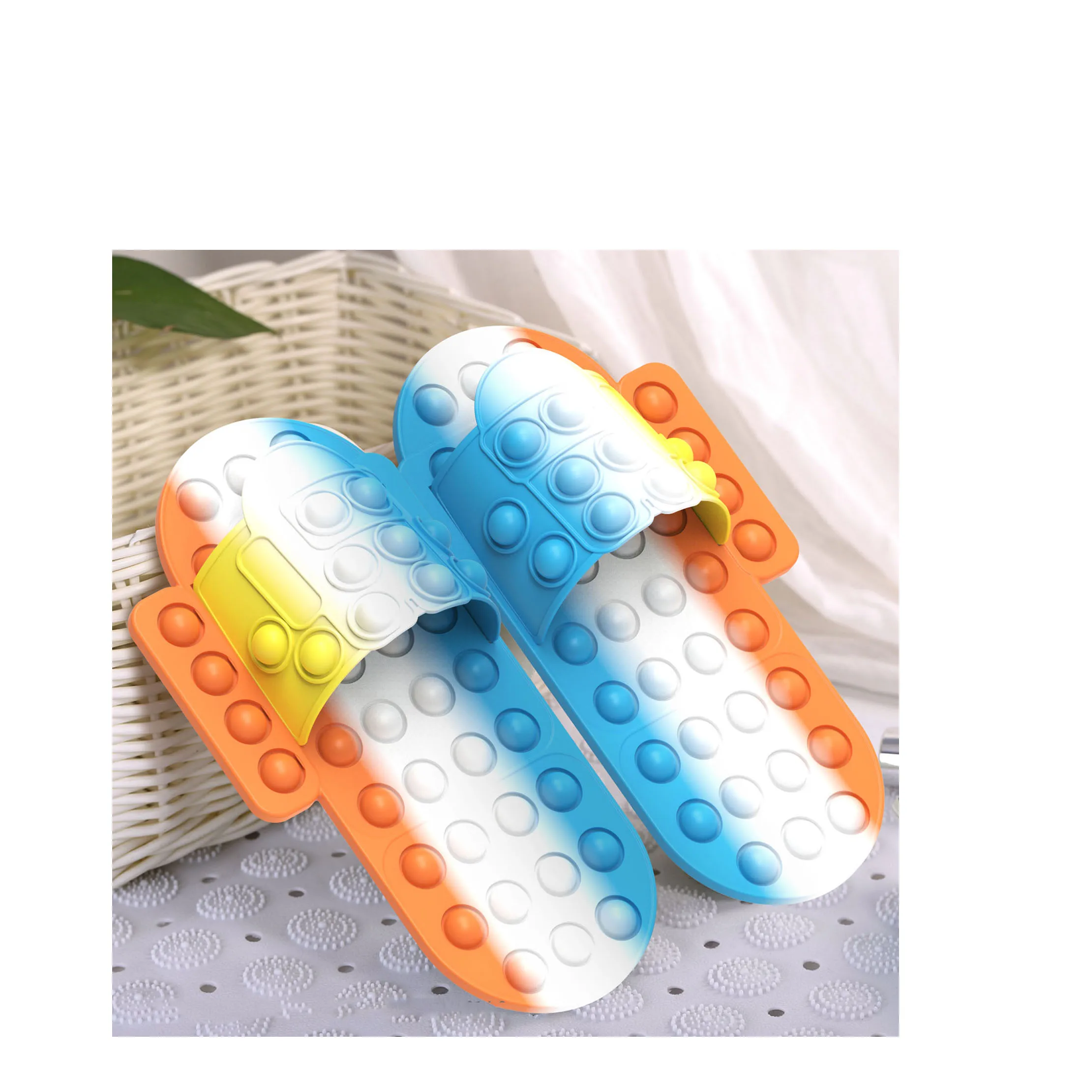 Amazon Hot Sale New Creative Peculiar Silicone  Push Bubble Poping Pop Stress Relief Slippers For Kids And Adult