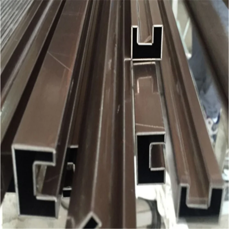 Water corrugated stainless steel decorative line ceiling background wall Titanium laminated strip edge wrap strip U - shaped T -