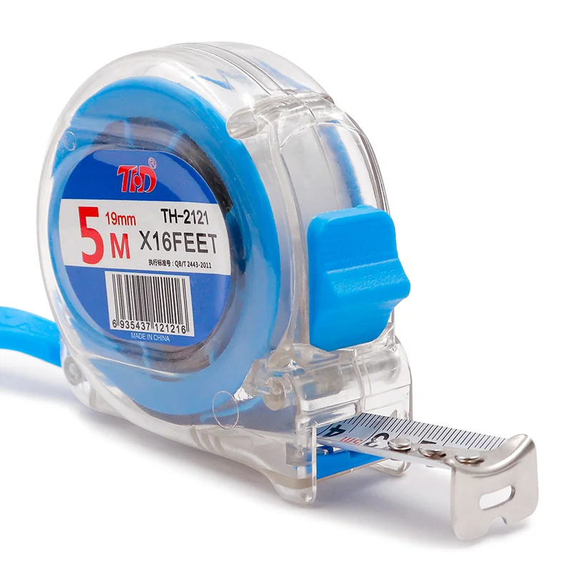 New ABS Clear case tape measure transparent 5m/16ft steel measuring tape