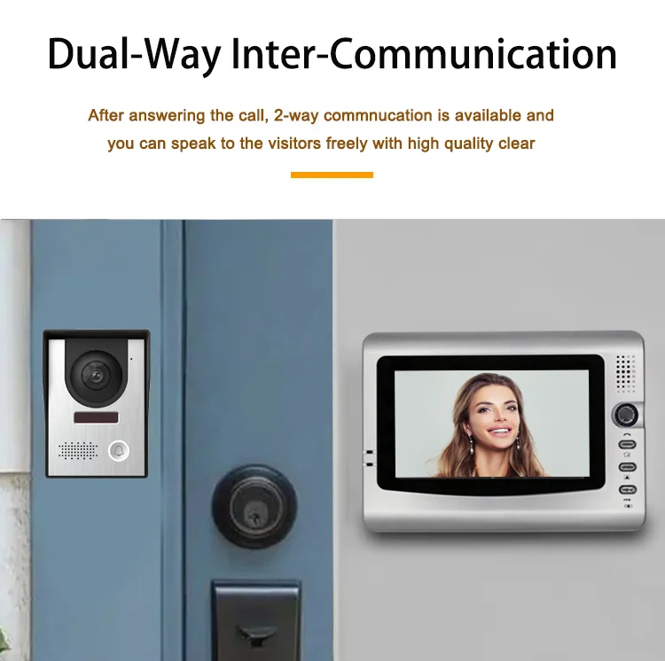 Wired Video Intercom 7' Key Screen Video Door Phone Intercom Access Control System Doorbell Camera Night Vision
