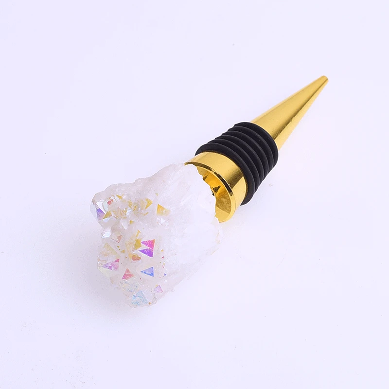 Rainbow Raw Stone Energy Gemstone Healing Crystal Druzy Plated Quartz Natural Crystal Win Bottle Stopper