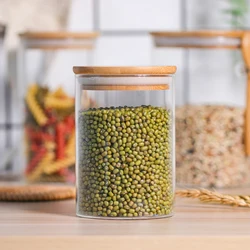 12 Piece Glass Spice Jars With Bamboo Lids Set 250 ml High Borosilicale Airtight Glass Jar