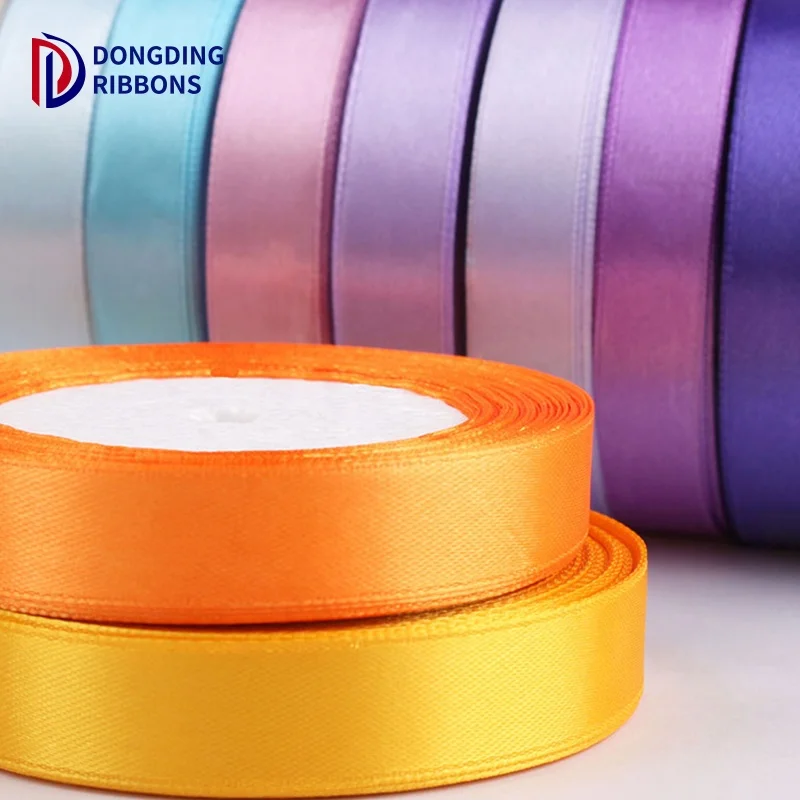 Hot Sale Wholesale Packing Colorful 25yard/roll Satin Ribbon in Stock Decoration Strip Ribbon for Gift Bag