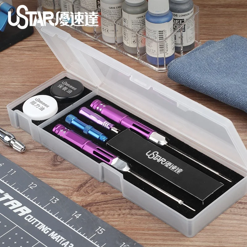 Ustar Gundam Model Tool Model Ua-90094 Dual Action Set With Air Brush Cleaning Deep Care Kit Nozzle Cleaning Needle Repair