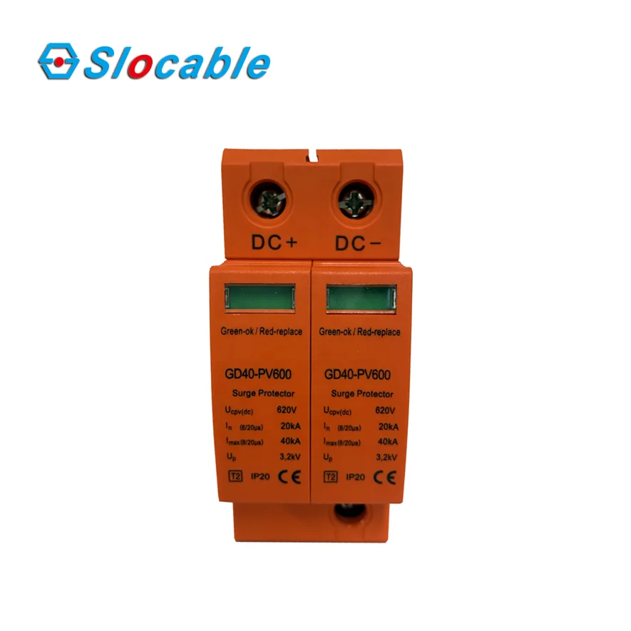 Slocable High Quality 20KA 40KA 600V Solar System Surge Protection Device Surge Arrester DC SPD 2P