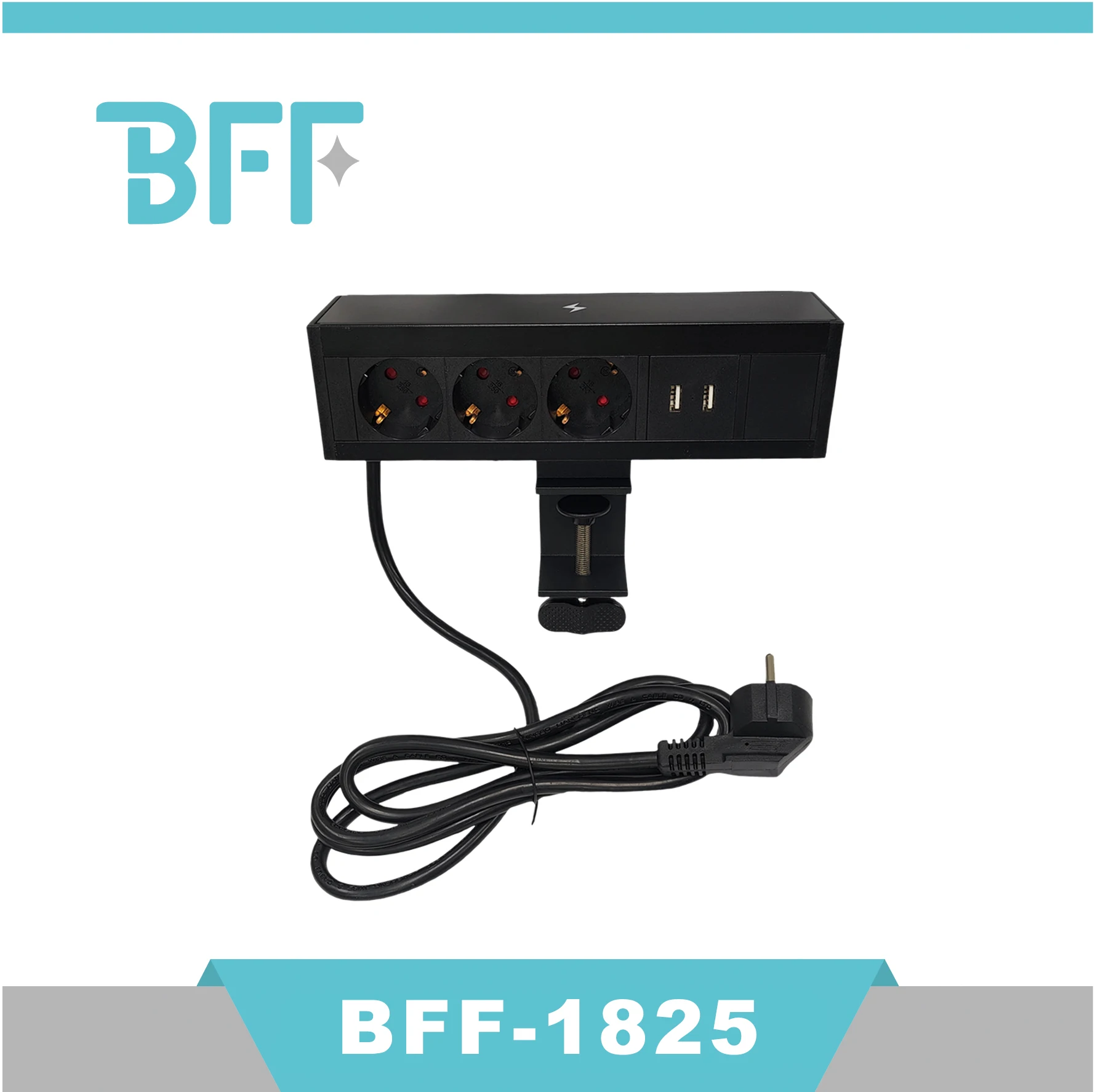 Mounted Power Strip Office Desktop Clamp Power Strip with USB-C Port Desk Removable Clamp Power Outlet
