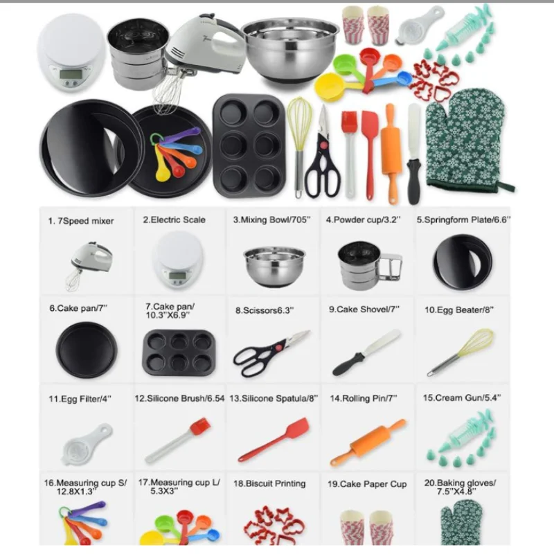 2020 Hot Sale 44PCS Kitchenware Cake Decorating Baking Full Set of Cake Baking Tools for Adult Beginner