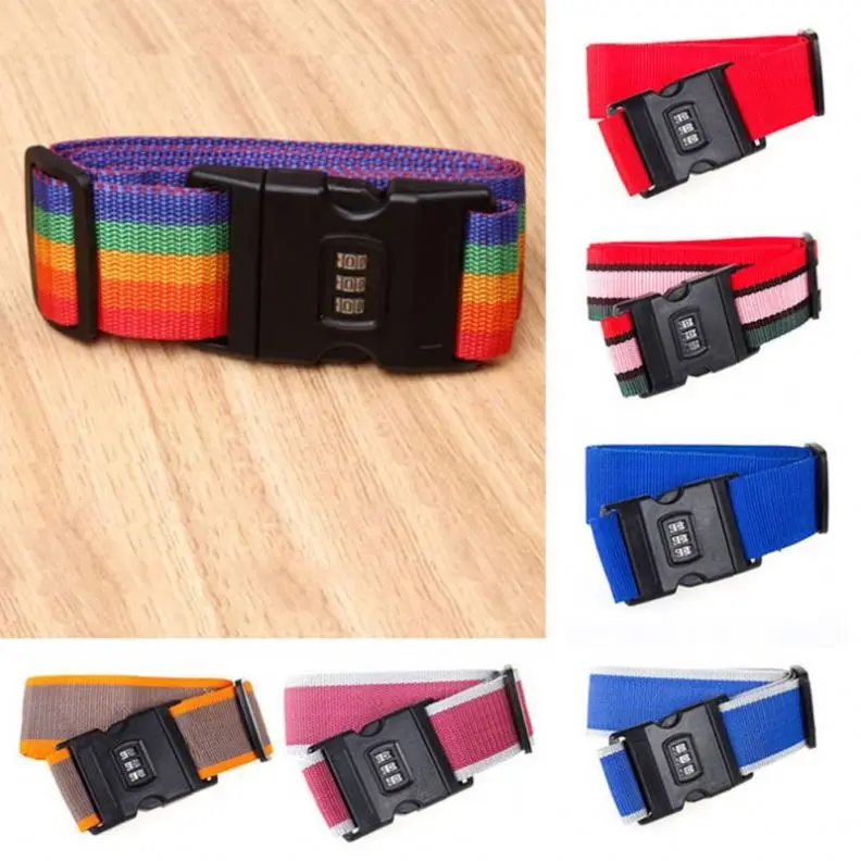 Luggage Strap Cross Belt Packing Adjustable Travel Suitcase Nylon 3 Digits Password Lock Buckle Strap Baggage Belt