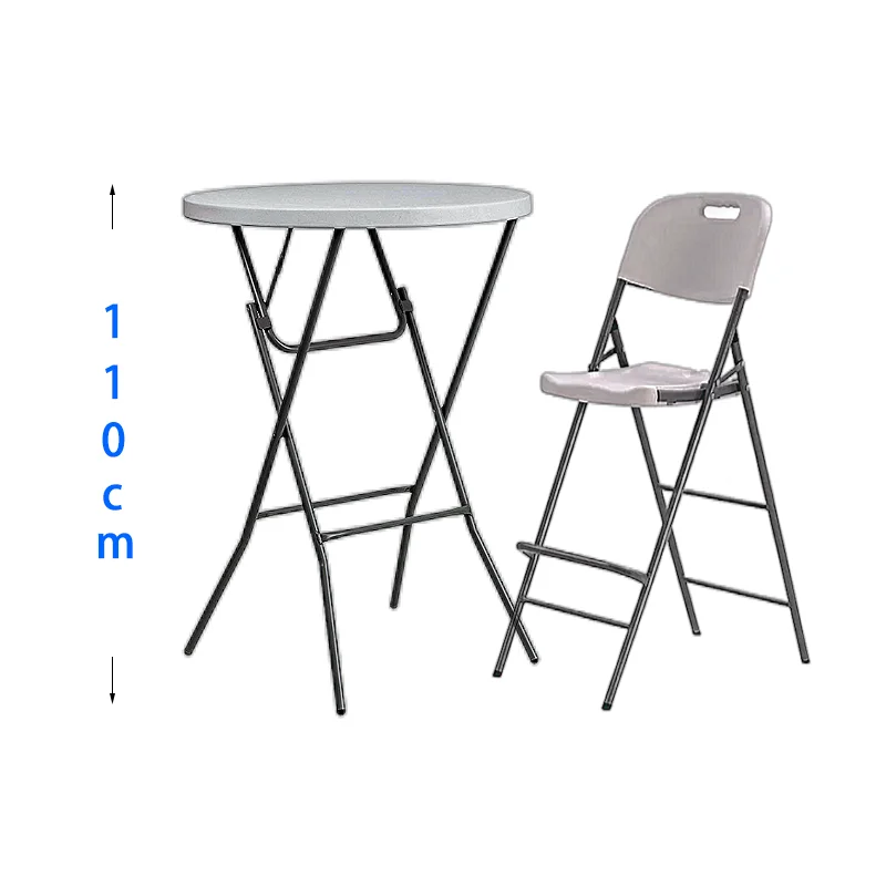 Garden outdoor Folding chair height 120 match set with Half Plastic fold Table Camping barbecue banquet event powder steel frame