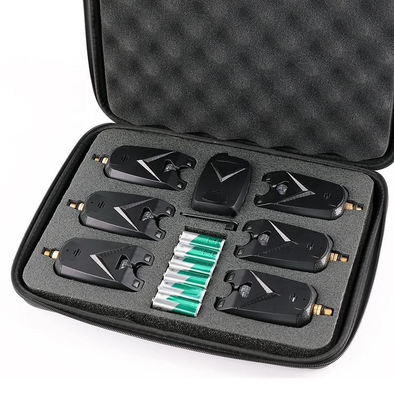 FA213-6+1Carp fishing tackle Model V lantern Colorful LED light High quality night wireless  fishing bite alarm set