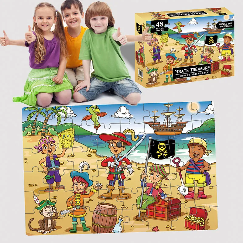 Индивидуальная печать на заказ, игра для путешествий, обучающие игрушки для детей, 48 штук, напольная бумага, картонная головоломка
