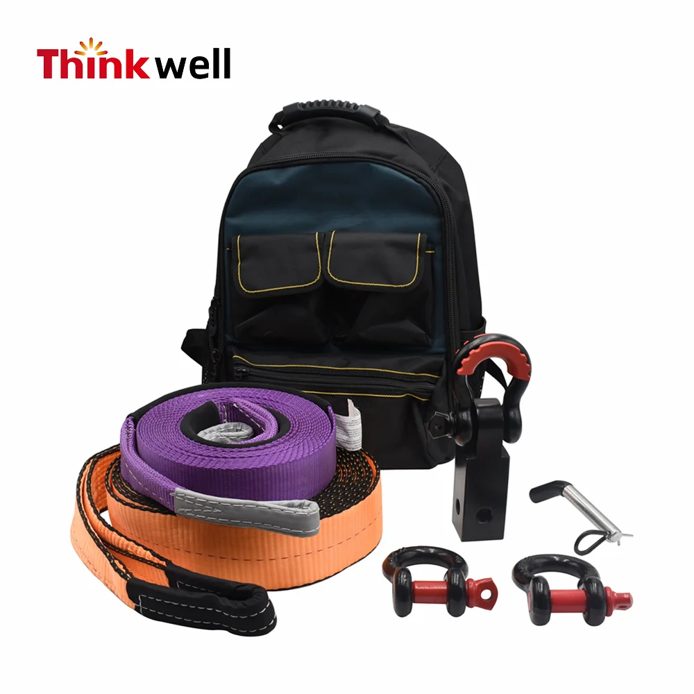 Hot Selling Snatch Block Strap D Ring Shackle Rope Bag Tow Strap with Recovery Kit