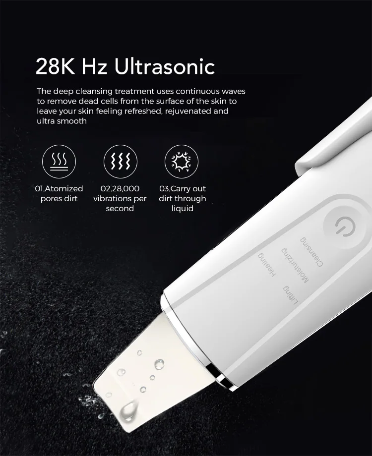 Professional Face Skin Spatula Ultrasonic Skin Scrubber With Wireless Charging