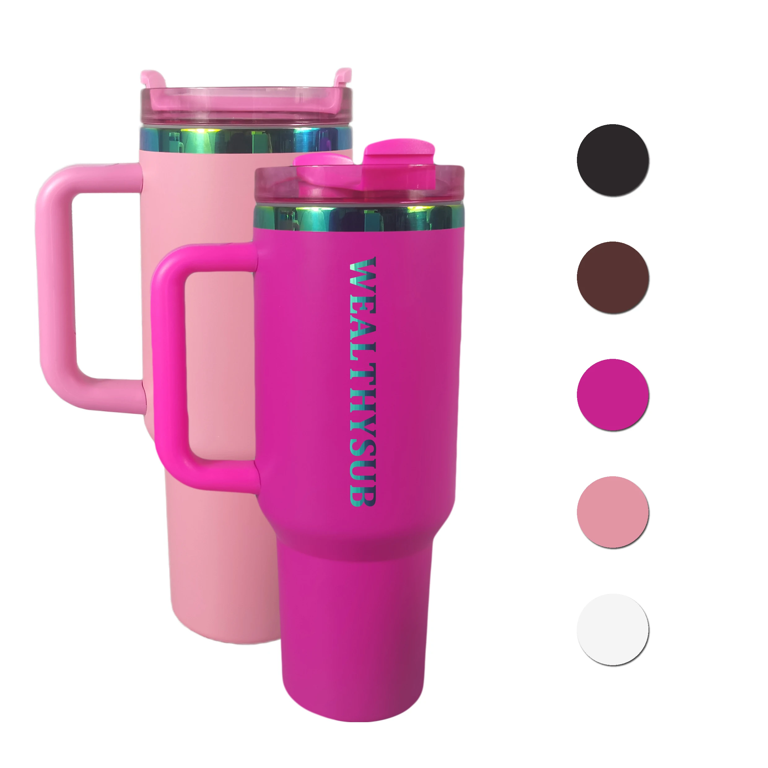 Custom 40Oz Vacuum Metal Stainless Steel rainbow gold copper plated Cup Insulated Coffee Mugs 40Oz Tumbler With Handle Straw Lid