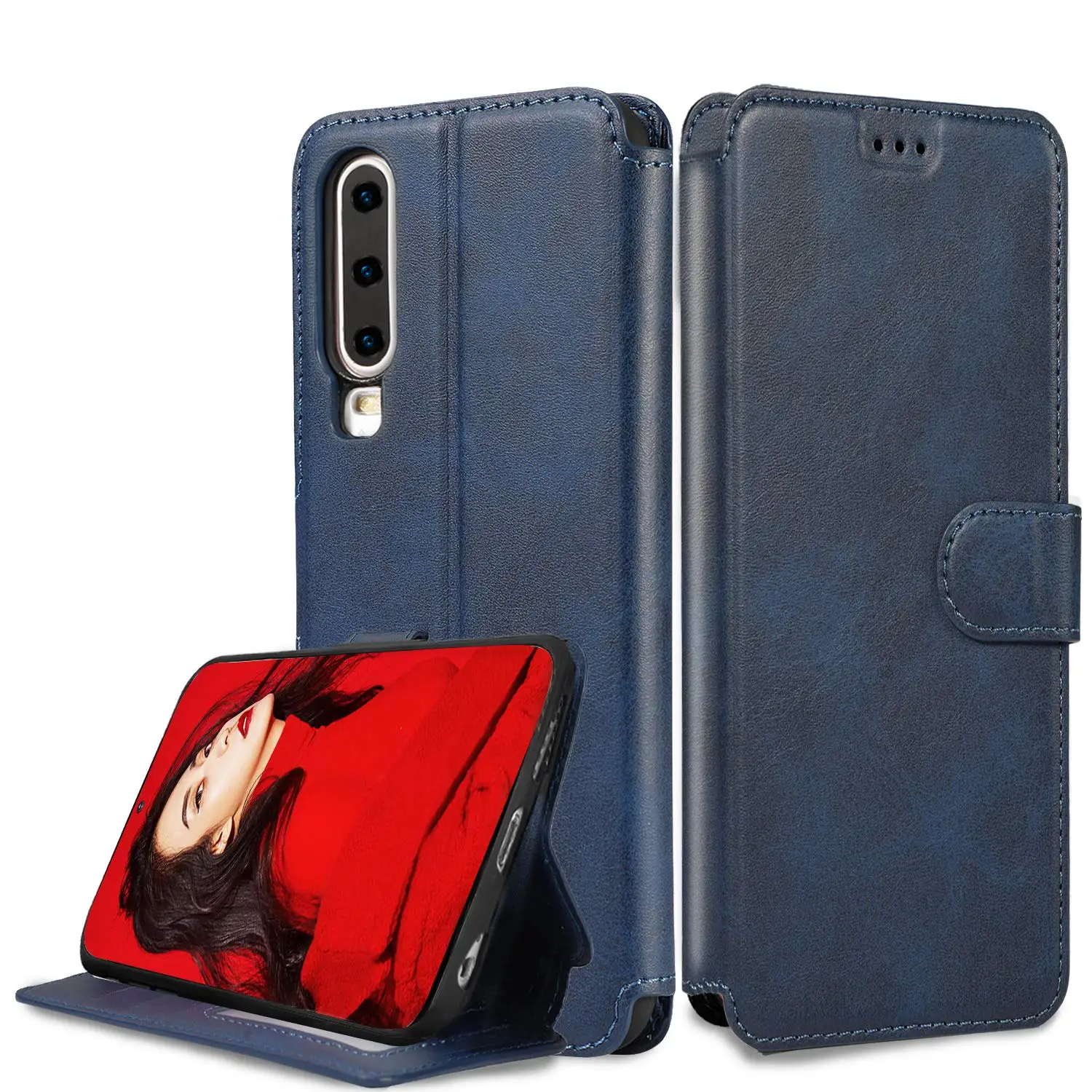 Leyi Double Leather Mobile Shell Box Protective Accessories Phone Case Android for Huawei P30 Flip Car Holder Trade Assurance