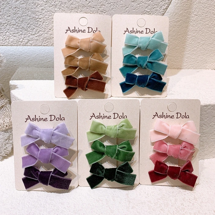 Новая детская бархатная заколка для волос с бантом простая заколка для волос для маленькой девочки заколка для челки