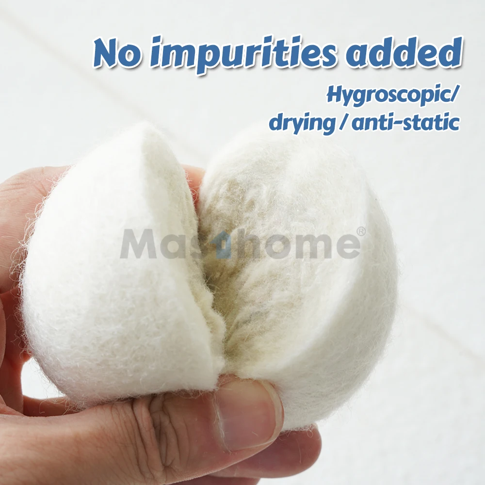 Masthome 2024 New Trending Laundry Balls Natural Reusable Organic Wool Dryer Balls For Laundry