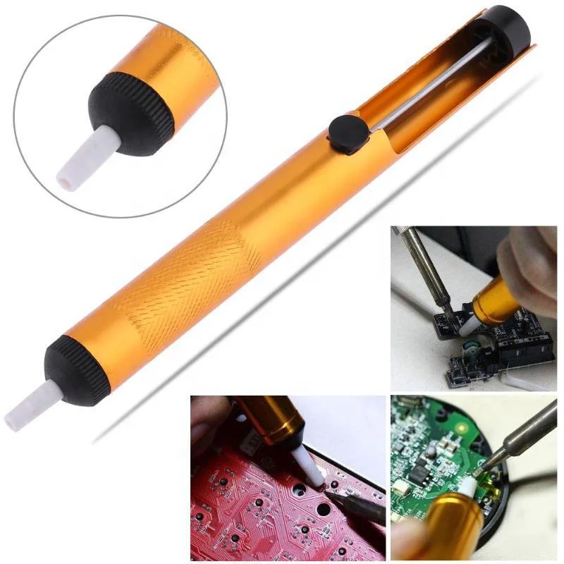Skyasia Tin Remover Hand Tools Golden Desoldering Pump Vacuum Suction Pen Solder Sucker Desoldering Vacuum Gun