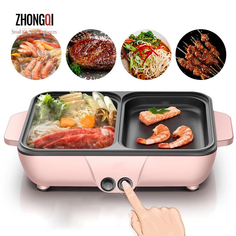 Net Celebrity Student Dormitory Electric Heating Pot / Multi-function Cooking Shabu-roasting 110v Korean Mini Pink Pot/