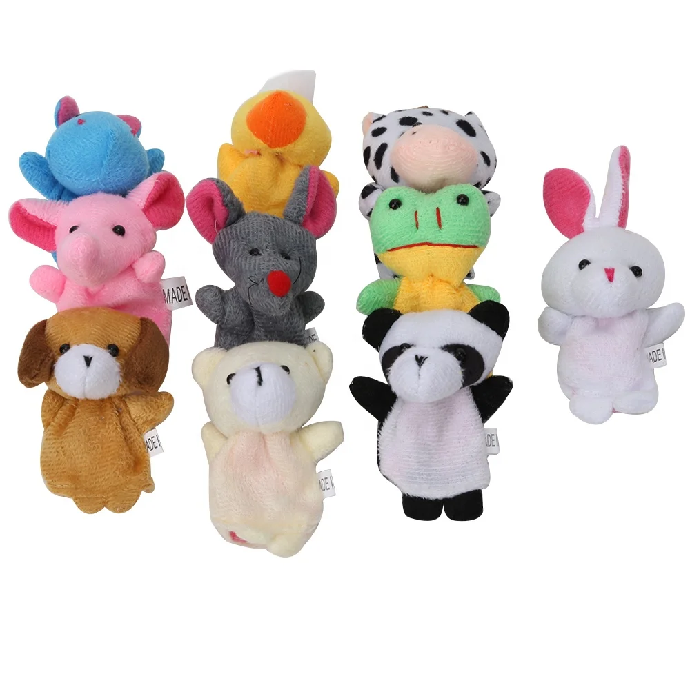 10Pcs Finger Puppets Set Soft Plush Animals Finger Puppet Toys for Kids Mini Plush Figures Toy Assortment
