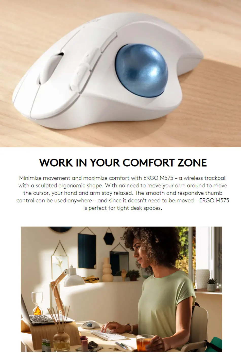 Customization Logitech M575 m570 Mouse 2.4g Usb Wireless Trackball Mice Rechargeable 3 Dpi Laptop Computer Ergonomic Wireless Tr