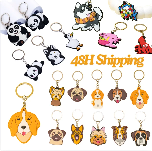 Cute Panda Animal Keychain Custom PVC Rubber Duck Key Ring Manufacturer Wholesale Panda Fun Animal Keychain bulk
