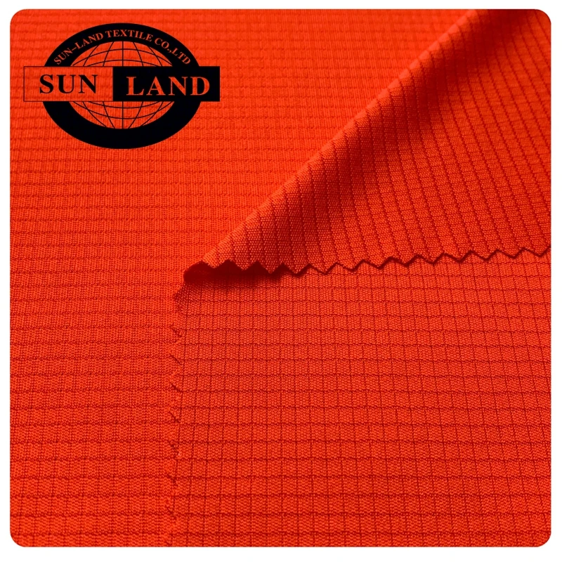 Lightweight Weft Knitted 100% Polyester Mesh Half-Shine Mini Waffle Fabric for Sportswear Garment