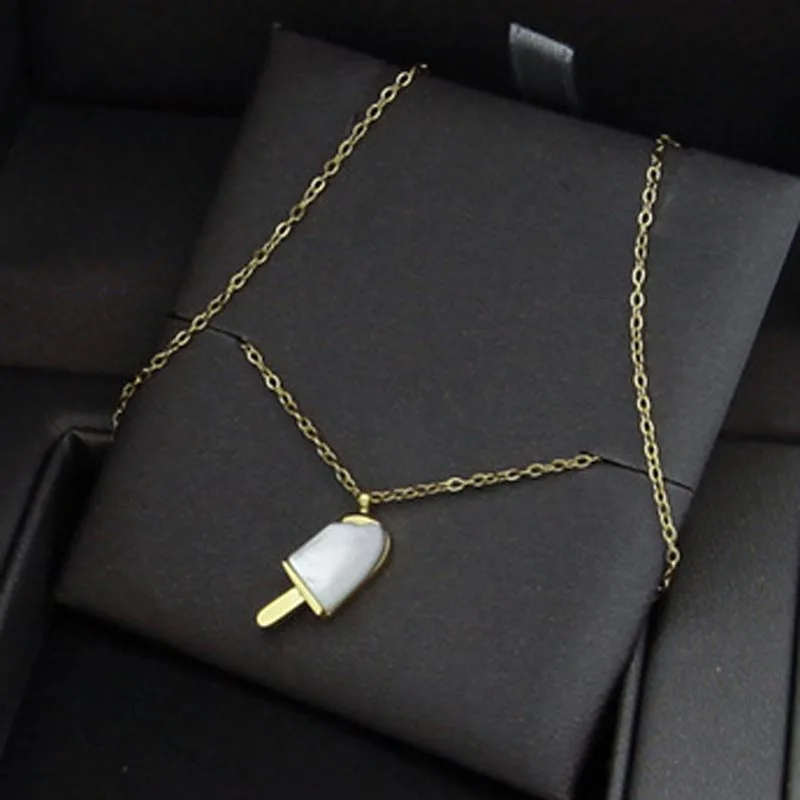Ice Cream Lovely Pearl Agate Stainless Steel Necklace