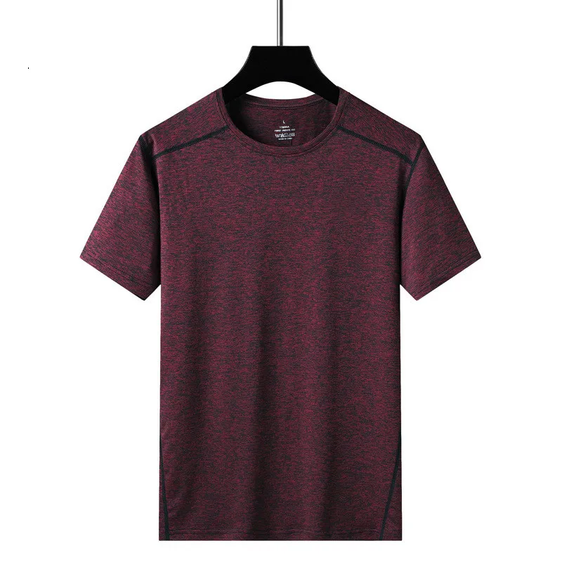 SUMMER Men 8XL O-neck Quick Dry Ice Silk Breathable Running Tshirt Fitness Sports Gym Wear